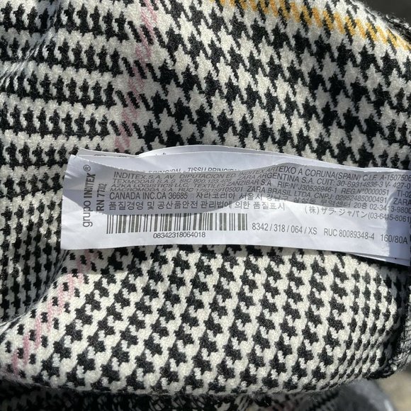 Zara Bell Sleeve Houndstooth Dress Plaid Shift - Picture 5 of 7